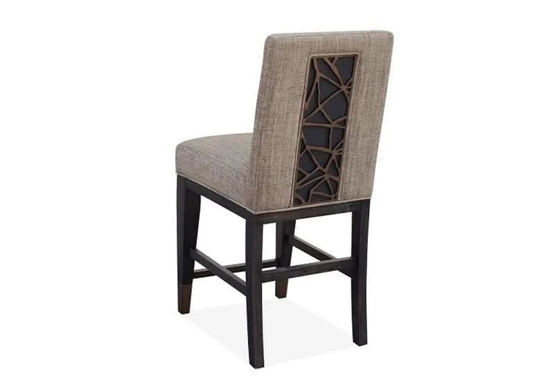 Paladium Grey Counter Stool with Upholstered Seat & Metal Accents