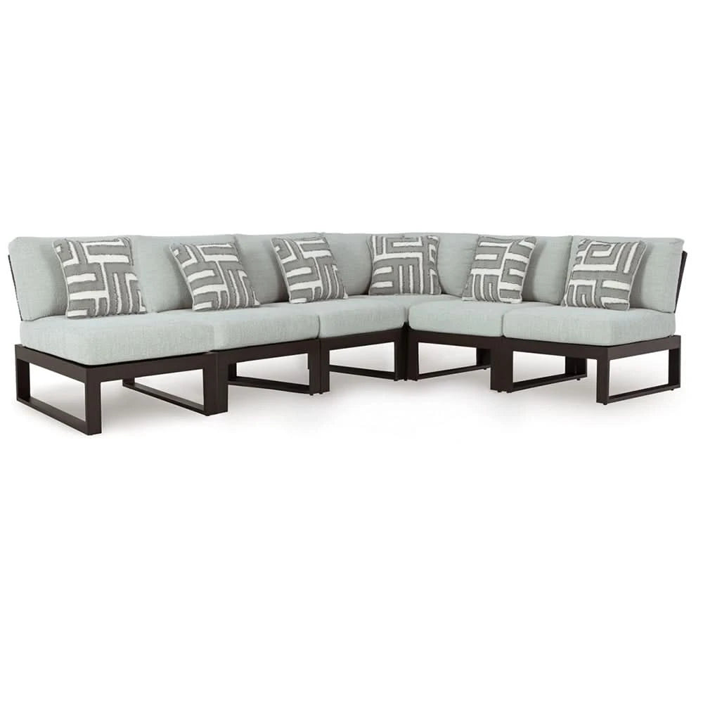 Paloma Black Outdoor 6-Piece Sectional with Cocktail Table and Nuvella+ Fabric