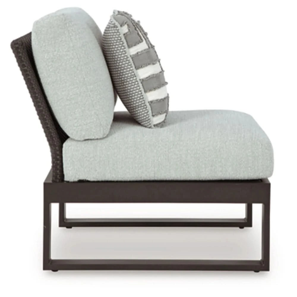 Paloma Black Outdoor 6-Piece Sectional with Cocktail Table and Nuvella+ Fabric