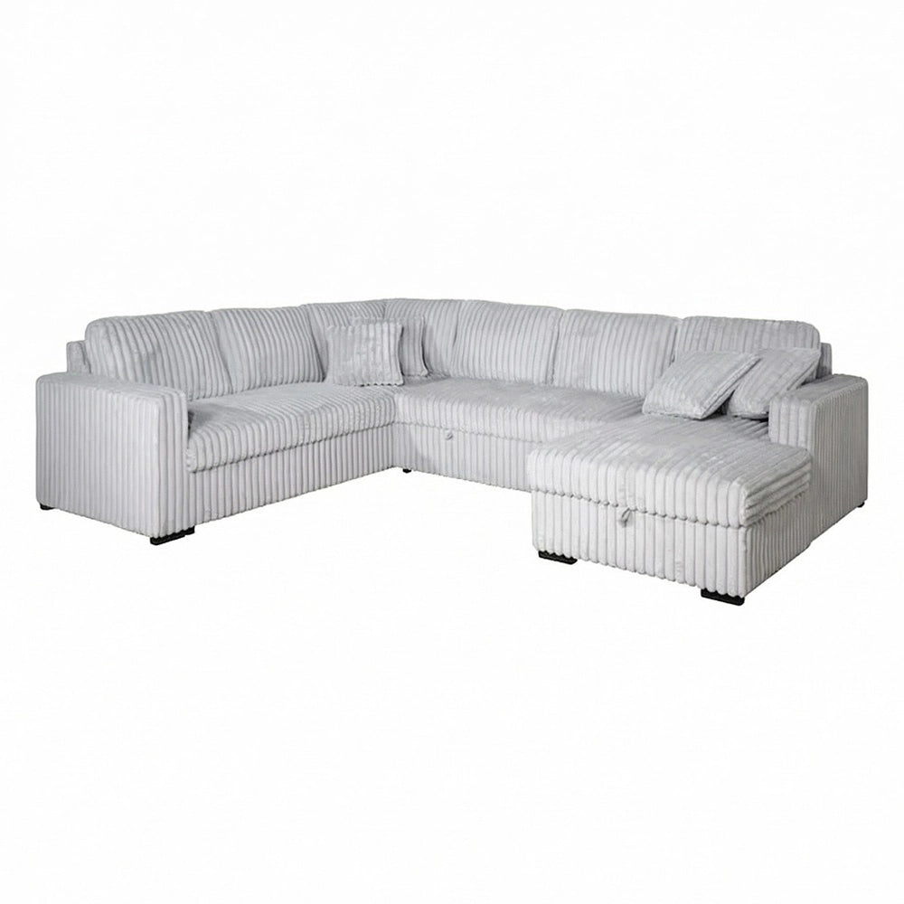 Paris Contemporary Corduroy 4-Piece Sectional with Chaise (Black or Mist Bliss)