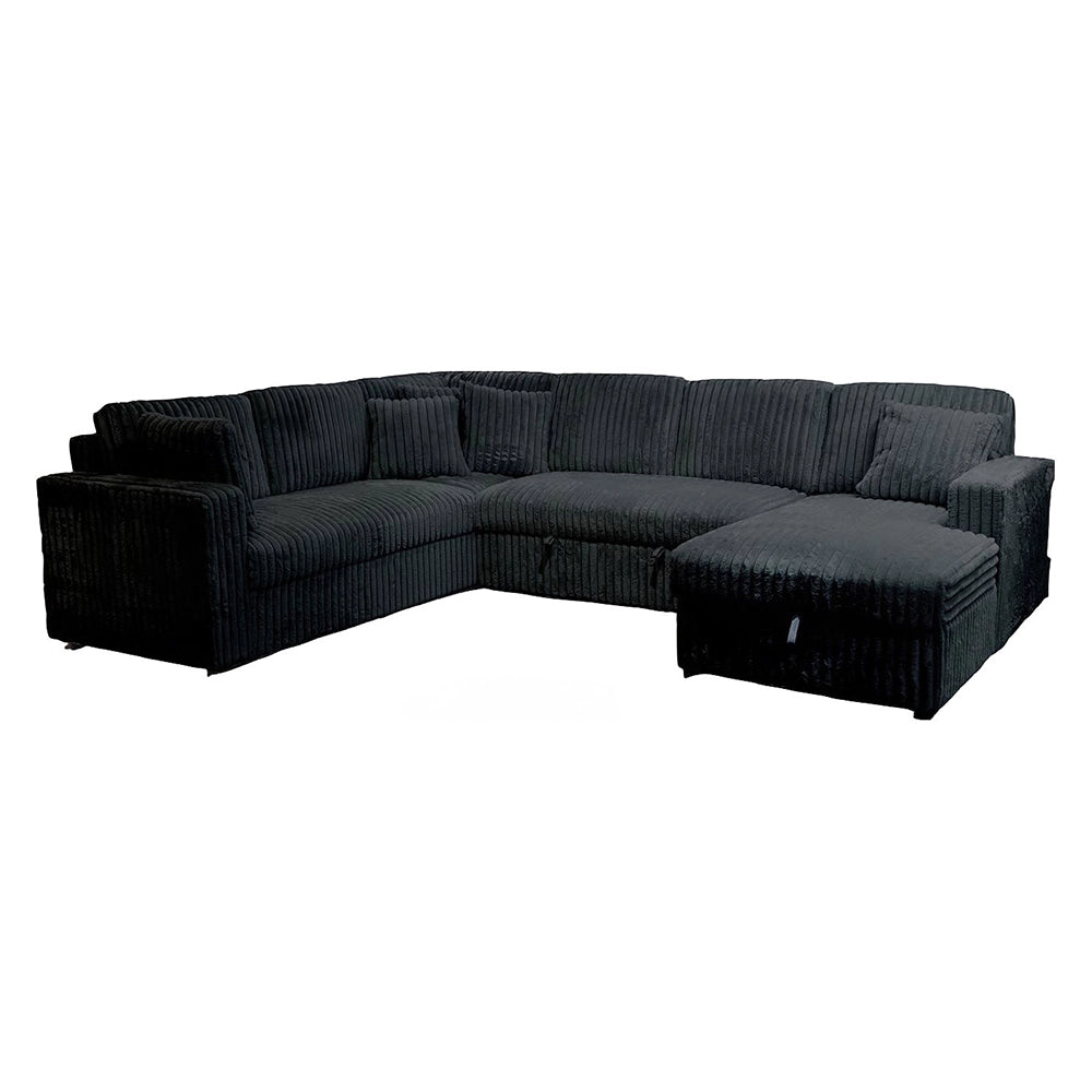 Paris Contemporary Corduroy 4-Piece Sectional with Chaise (Black or Mist Bliss)