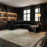 Paris Contemporary Corduroy 4-Piece Sectional with Chaise (Black or Mist Bliss)
