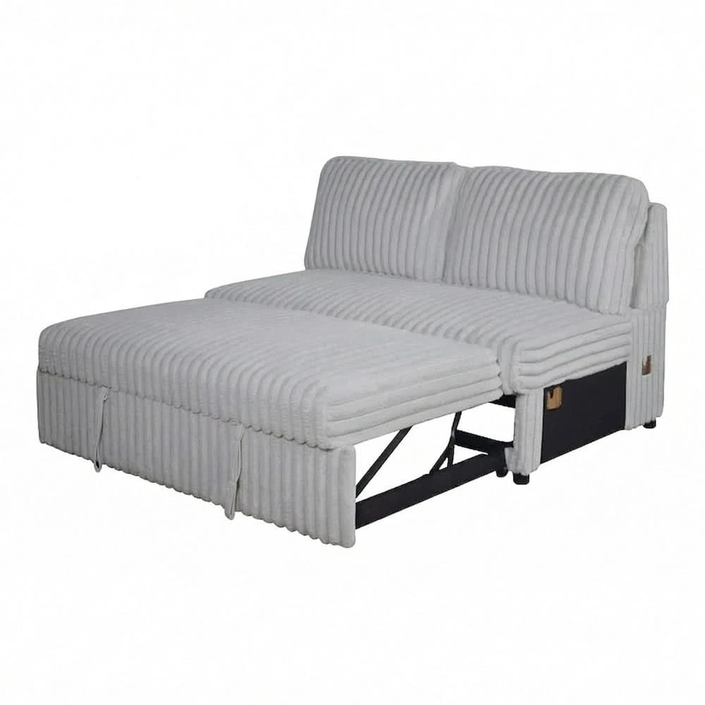 Paris Mist Grey Contemporary 4-Piece Corduroy Sectional with Chaise