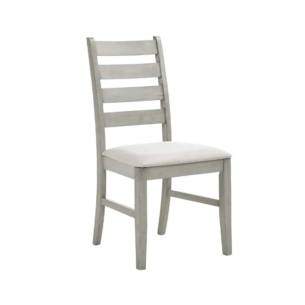 Pascal Driftwood Modern Farmhouse 5-Piece Round Dining Set with 4 Upholstered Chairs