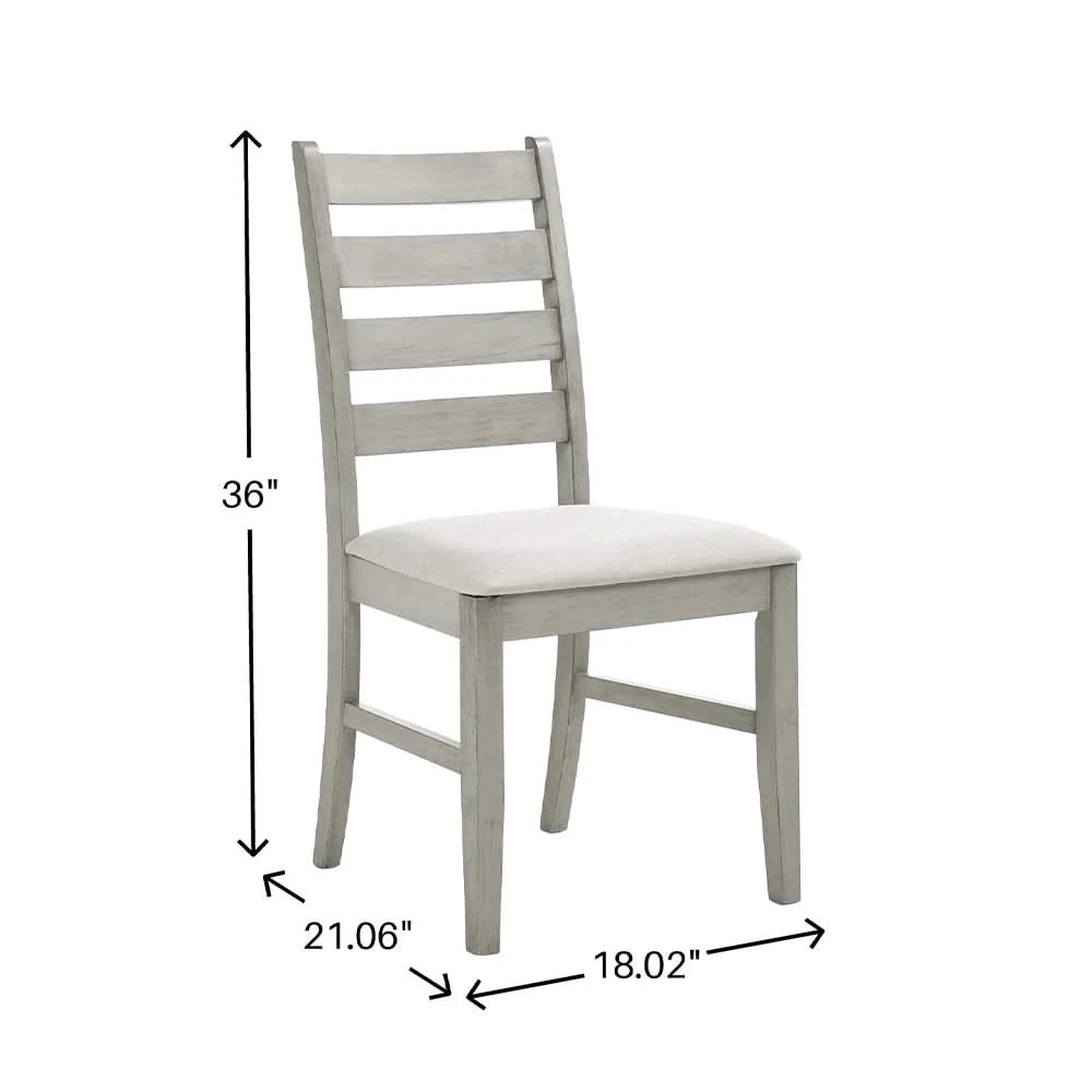 Pascal Driftwood Modern Farmhouse 5-Piece Round Dining Set with 4 Upholstered Chairs