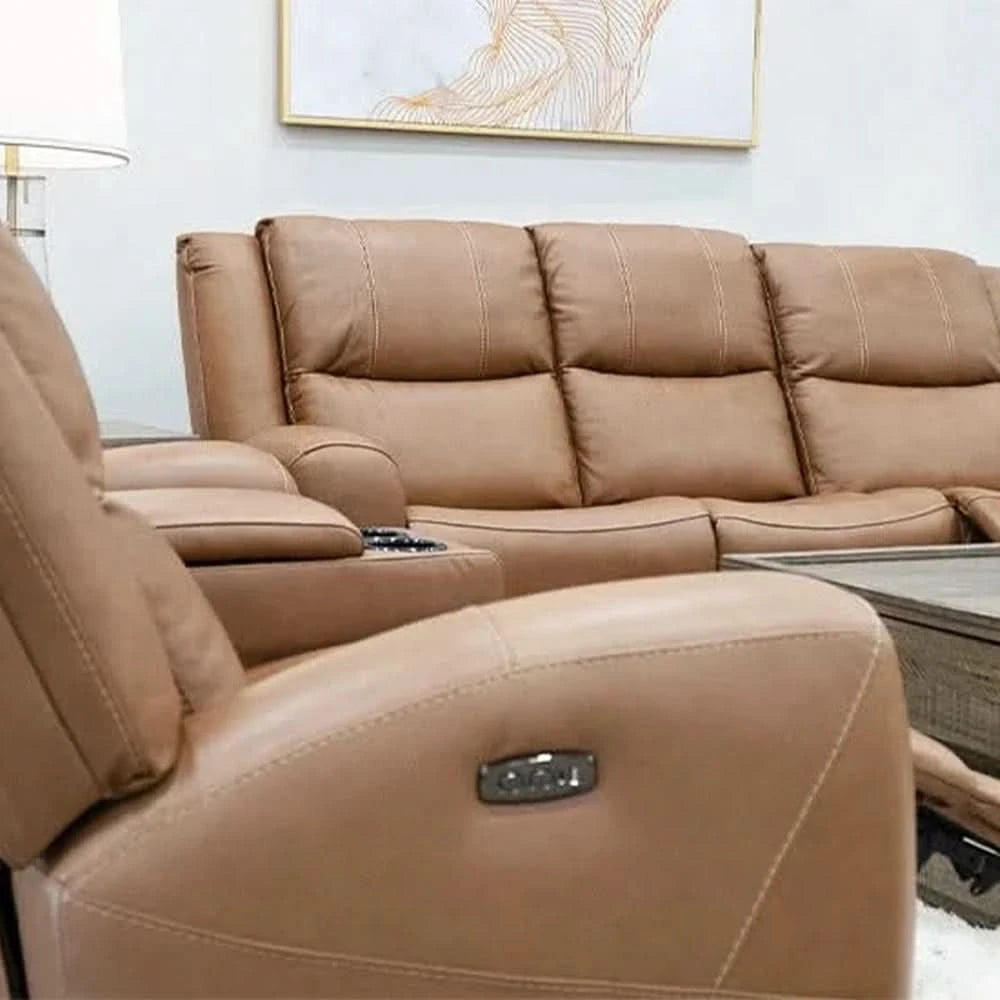 Pauline Butternut Brown Power Reclining Sofa with Power Headrests