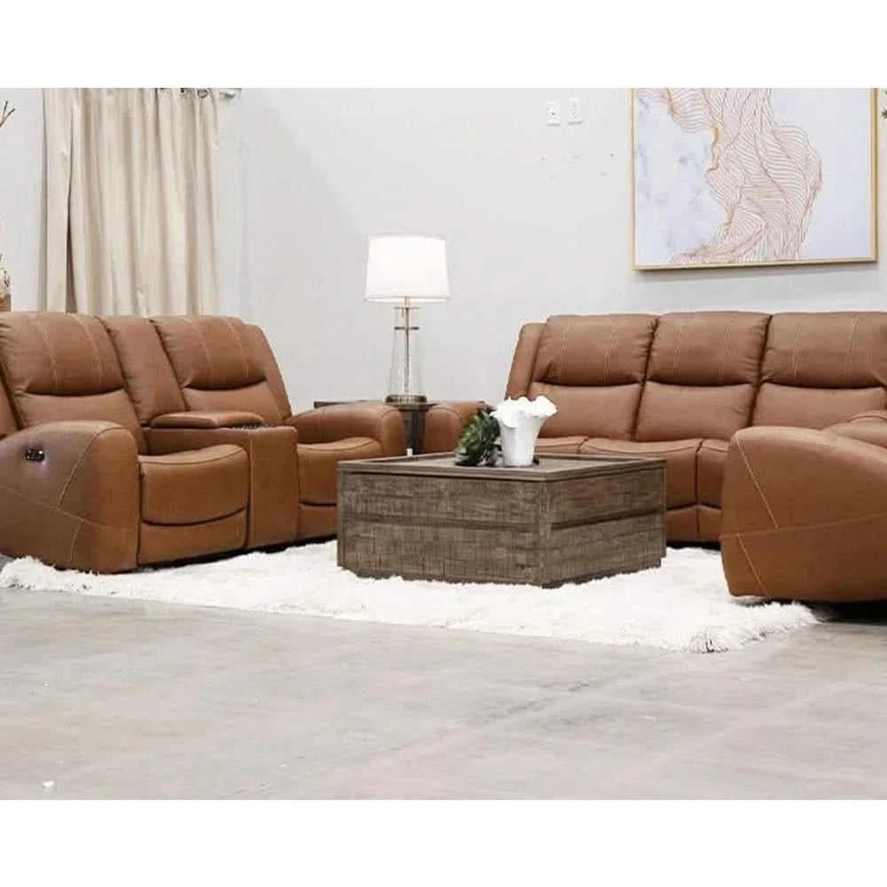 Pauline Butternut Brown Power Reclining Loveseat with Power Headrests