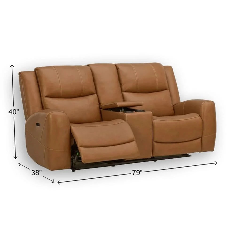Pauline Butternut Brown Power Reclining Loveseat with Power Headrests