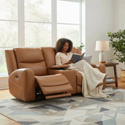Pauline Butternut Brown Power Reclining Loveseat with Power Headrests
