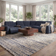 Peyton Navy 6-Piece Power Reclining Sectional with Storage Console and USB Charging
