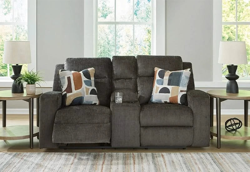 Piper Grey Reclining Living Room Set with Sofa, Console Loveseat & Recliner