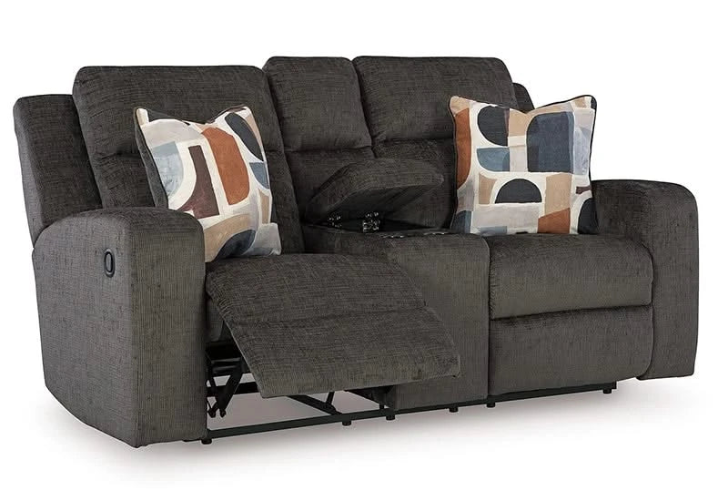 Piper Grey Reclining Living Room Set with Sofa, Console Loveseat & Recliner