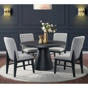 Portland Black 5PC Dining Set with Grey Upholstered Chairs