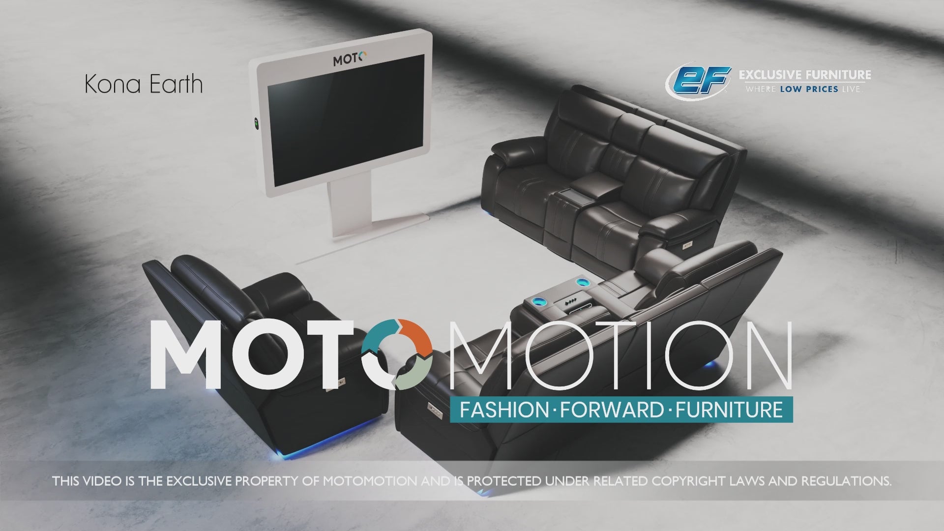Load video: Moto Motion Kona Earth Brown Leather Power Reclining Loveseat with Console Immersive Sound Zero Gravity Triple Power and Hi Def Speakers