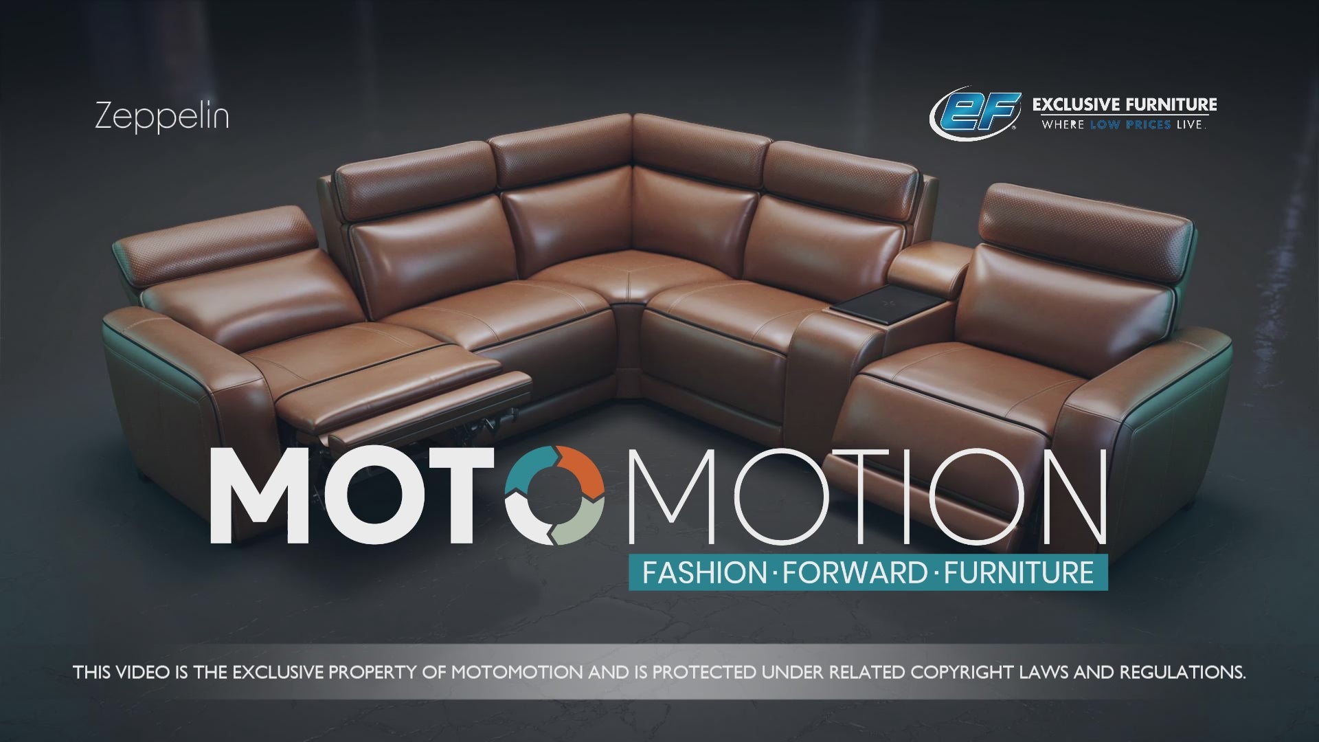 Moto Motion Zeppelin Honey Leather 7 Piece Power Reclining