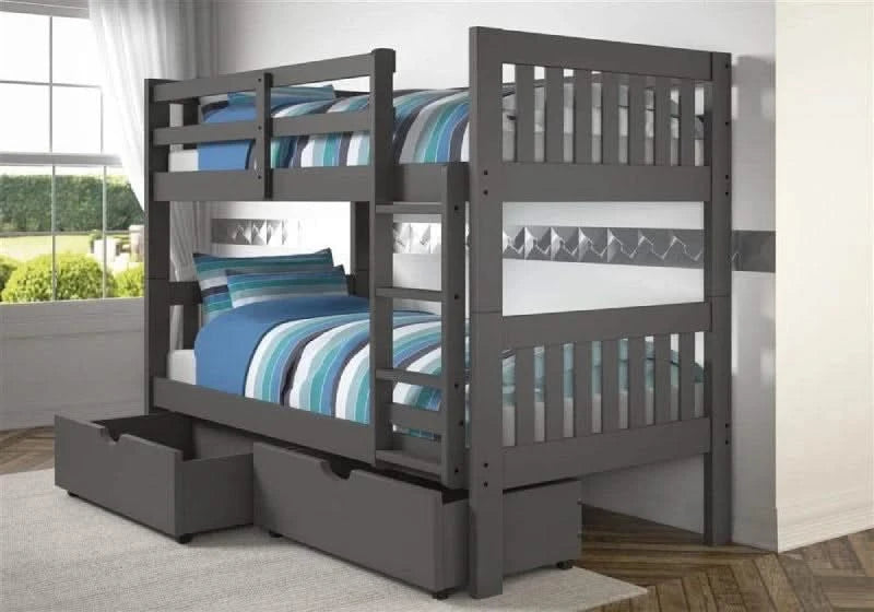 Bennett Grey Twin Over Twin Bunk Bed