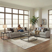 Protege Tan Contemporary Living Room Set with Track Arms and Accent Pillows