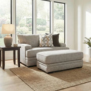 Protege Tan Contemporary Chair and a Half with Track Arms and Accent Pillows