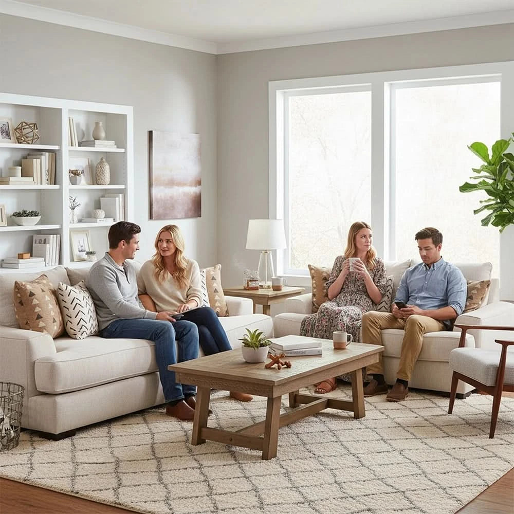 Room Package - Renegade Beige Sofa and Loveseat Living Room Package with Coffee Table Set & Rug