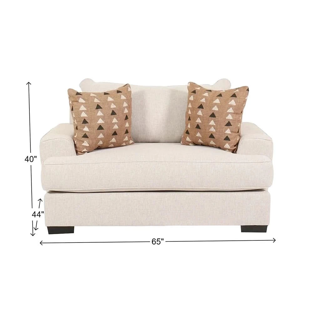 Renegade Beige Oversized Fabric Chair with Loose Cushions and Throw Pillows