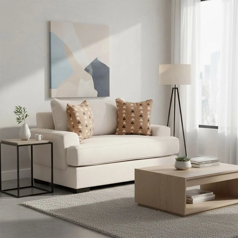 Renegade Beige Oversized Fabric Chair with Loose Cushions and Throw Pillows