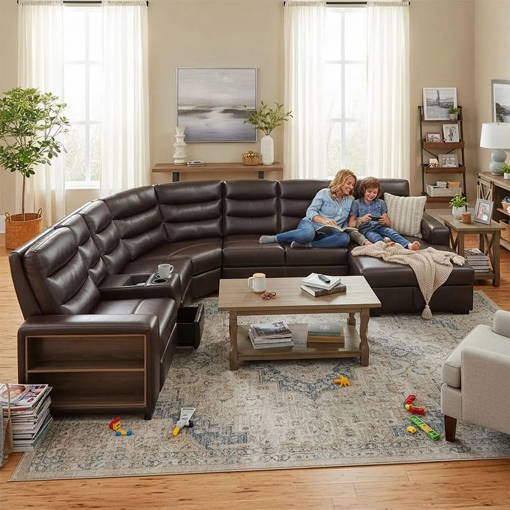 Rhodes Power 6PC Functional Sectional with Reclining Seats, Storage & Console