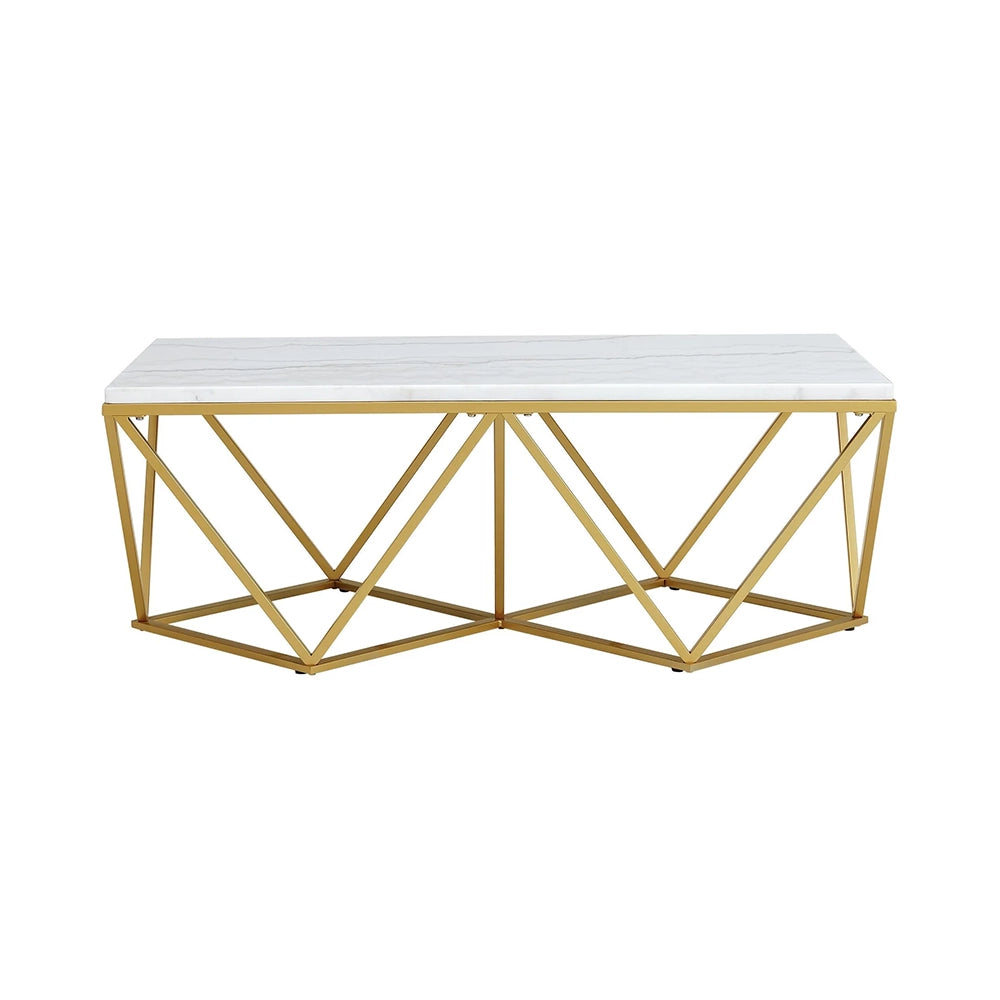 Riko White Marble and Gold 3-Piece Occasional Table Set