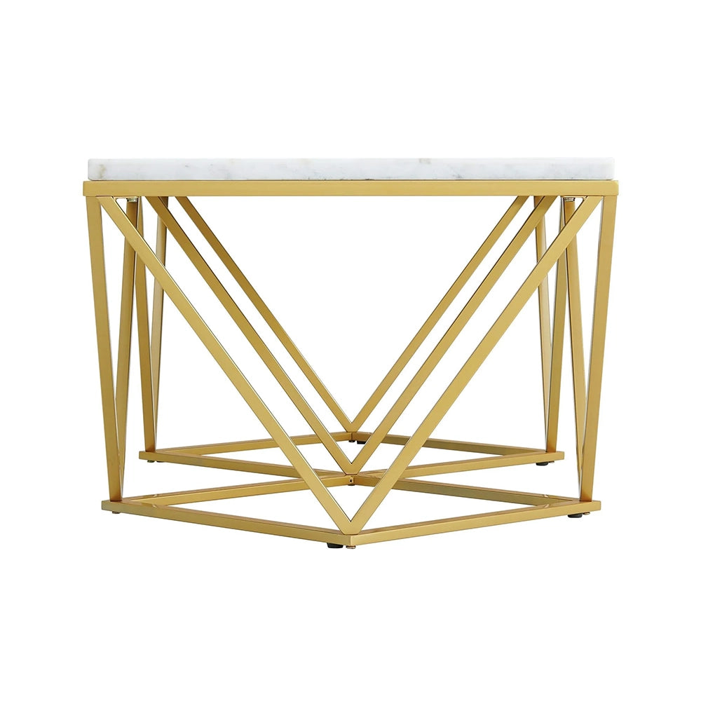 Riko White Marble and Gold 3-Piece Occasional Table Set