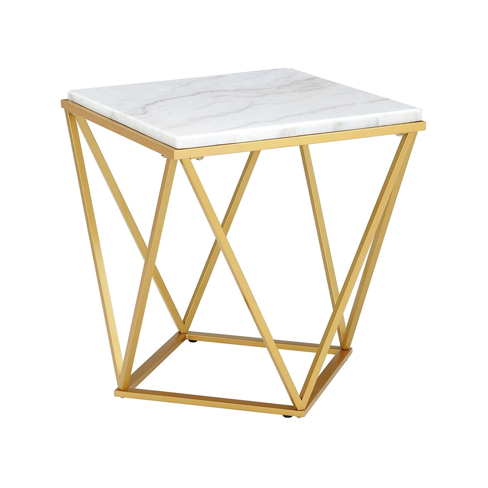Riko White Marble and Gold 3-Piece Occasional Table Set