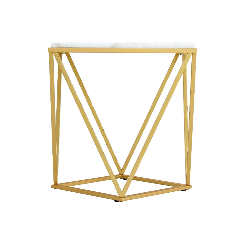 Riko White Marble and Gold 3-Piece Occasional Table Set