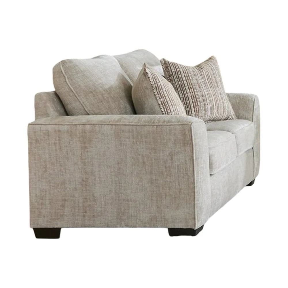 Ritz Taupe Contemporary Loveseat with Accent Pillows