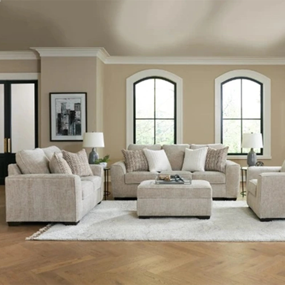 Ritz Taupe Contemporary Sofa and Loveseat Living Room Set with Accent Pillow