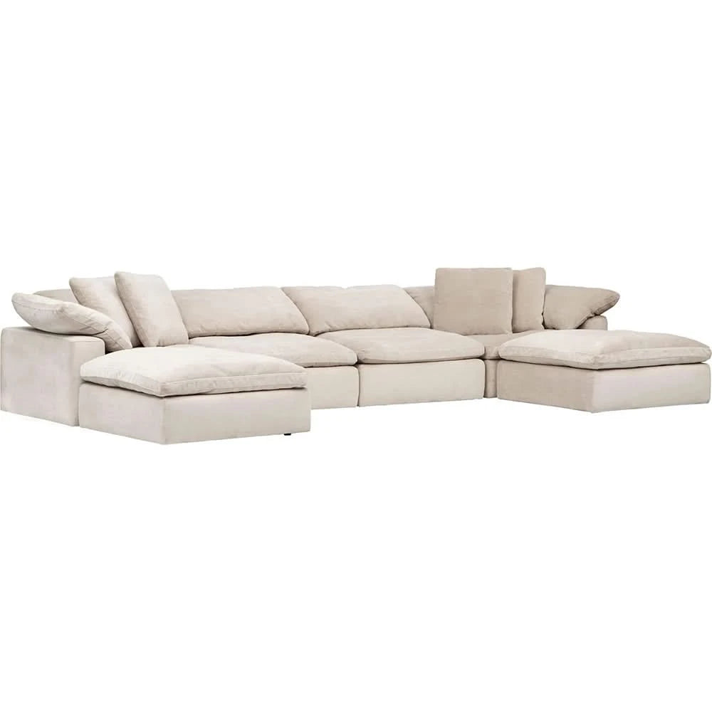 Romo Linen Modular Sectional 5 or 6-Piece with Featherdown Cushions and Reversible Seating