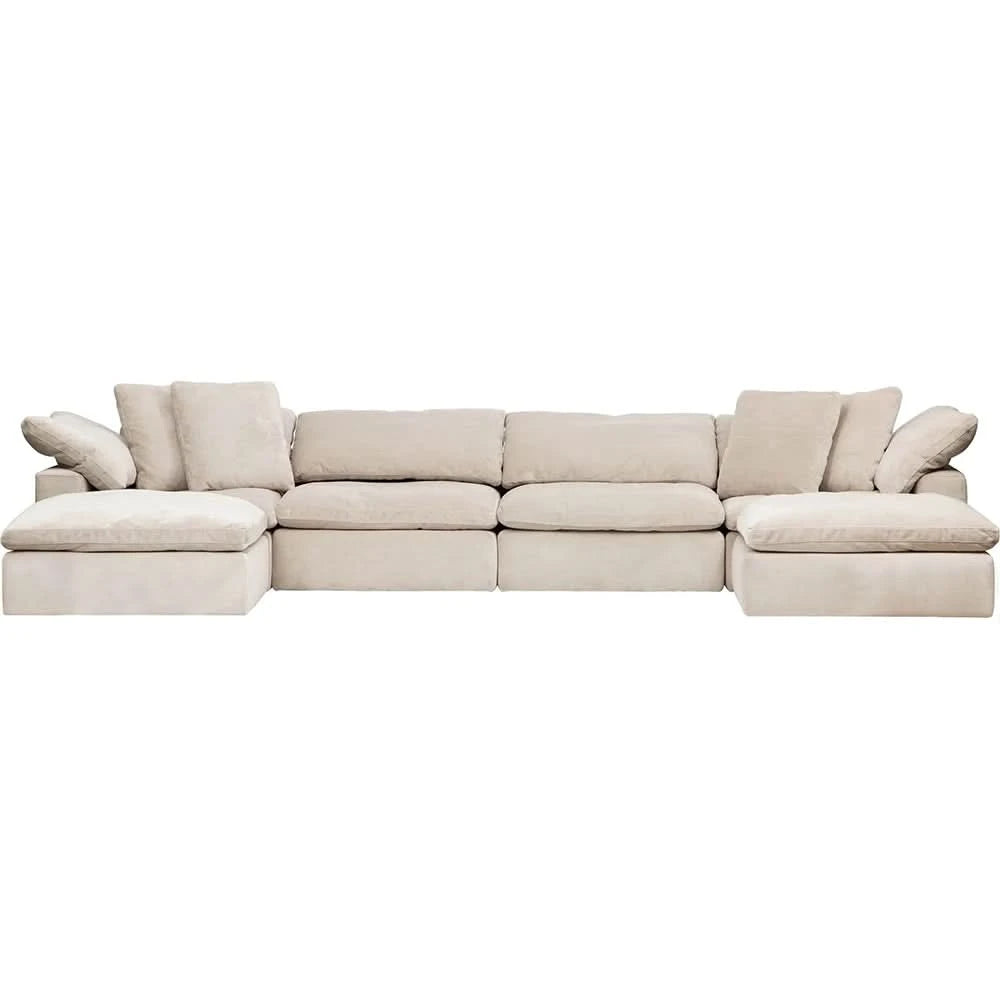 Romo Linen Modular Sectional 5 or 6-Piece with Featherdown Cushions and Reversible Seating