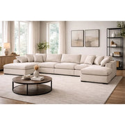 Romo Linen Modular Sectional 5 or 6-Piece with Featherdown Cushions and Reversible Seating