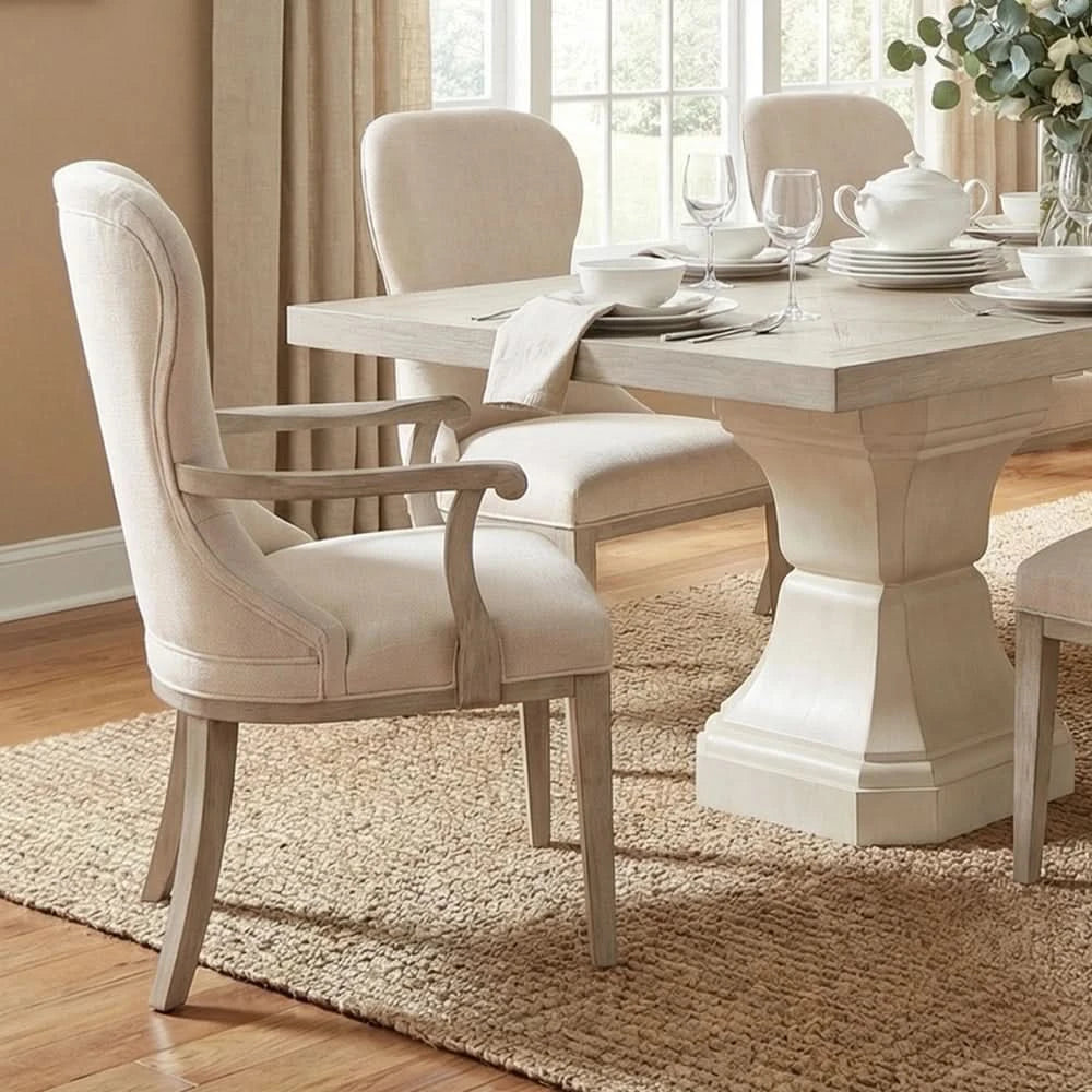 Santa Cruz Light Wood Contemporary Arm Chair with Upholstered Seat and Curved Back