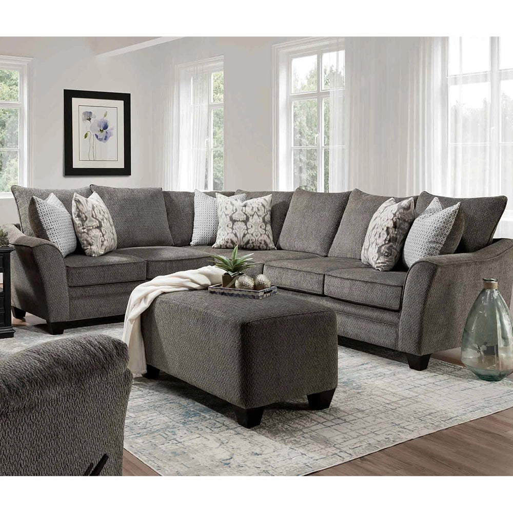 Shasta Charcoal 2-Piece Sectional with Accent Pillows