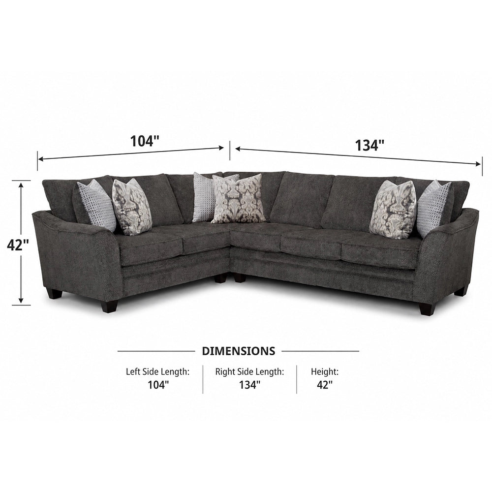 Shasta Charcoal 2-Piece Sectional with Accent Pillows
