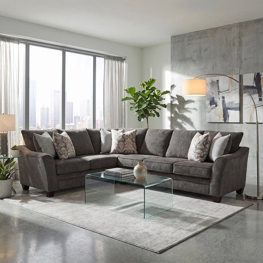 Shasta Charcoal 2-Piece Sectional with Accent Pillows