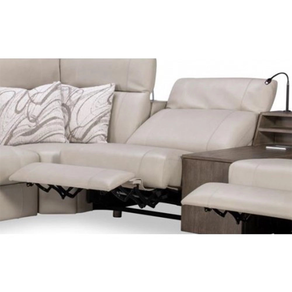Silverstream Silver 6-Piece Power Reclining Sectional with Wireless Charging and Wood Console
