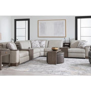 Silverstream Silver 6-Piece Power Reclining Sectional with Wireless Charging and Wood Console