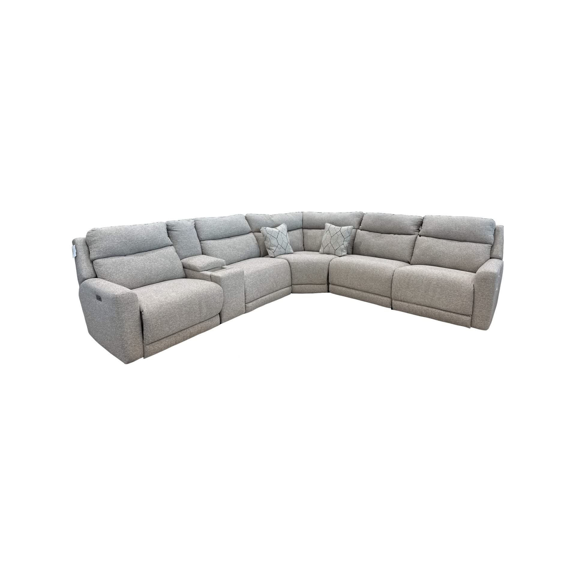 Social Club Cream Modular Power Reclining 6 PC Sectional with Storage Console and USB Ports
