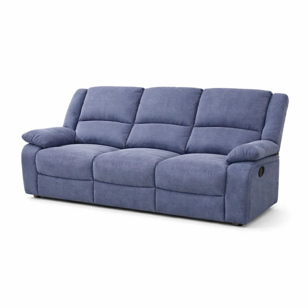 Spencer Cadel Blue Reclining Sofa and Loveseat Set with Cupholders