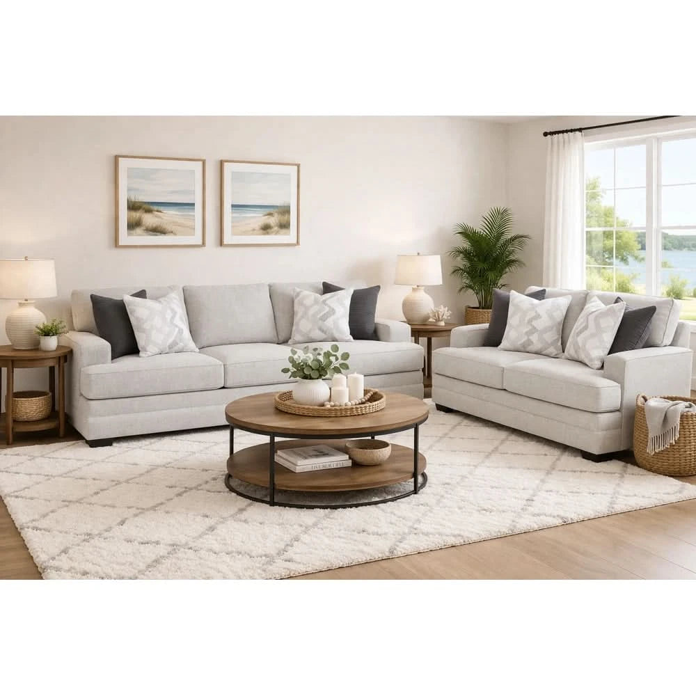 Stella Pepper Living Room Sofa and Loveseat Set with Oversized Comfort