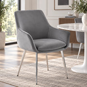 Stellar Blue Modern Curved Bucket Dining Chair with Chrome Legs