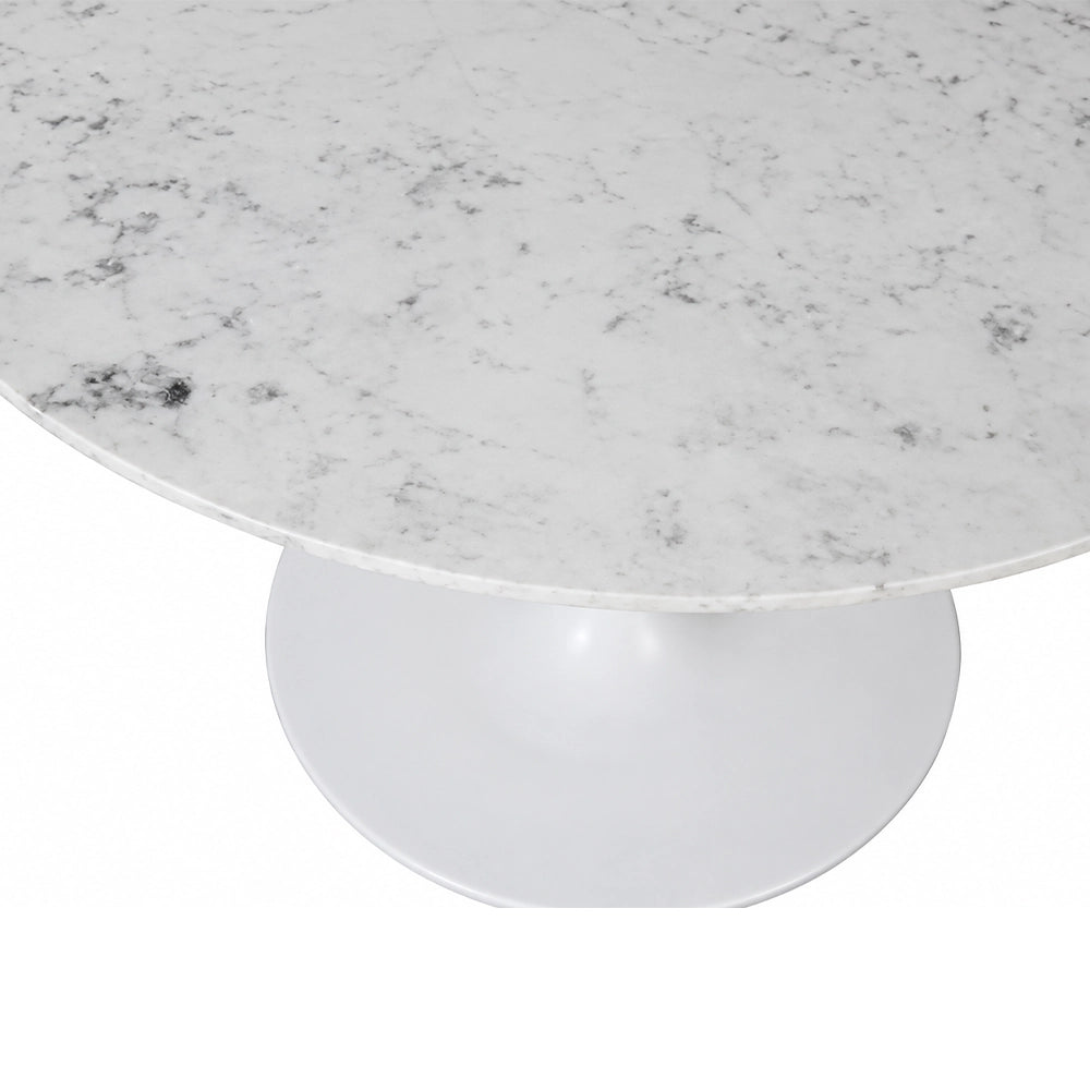 Stellar White Marble 5-Piece 54-Inch Round Dining Set with 4 Blue Chairs