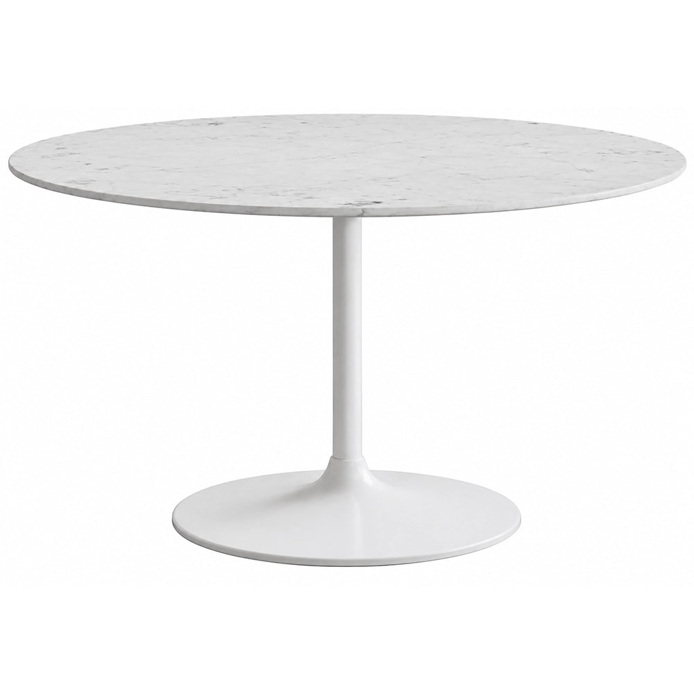 Stellar White Marble 5-Piece 54-Inch Round Dining Set with 4 Blue Chairs