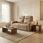 Sting Beige Manual Reclining Loveseat with Plush Cushioning