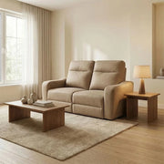 Sting Beige Manual Reclining Loveseat with Plush Cushioning