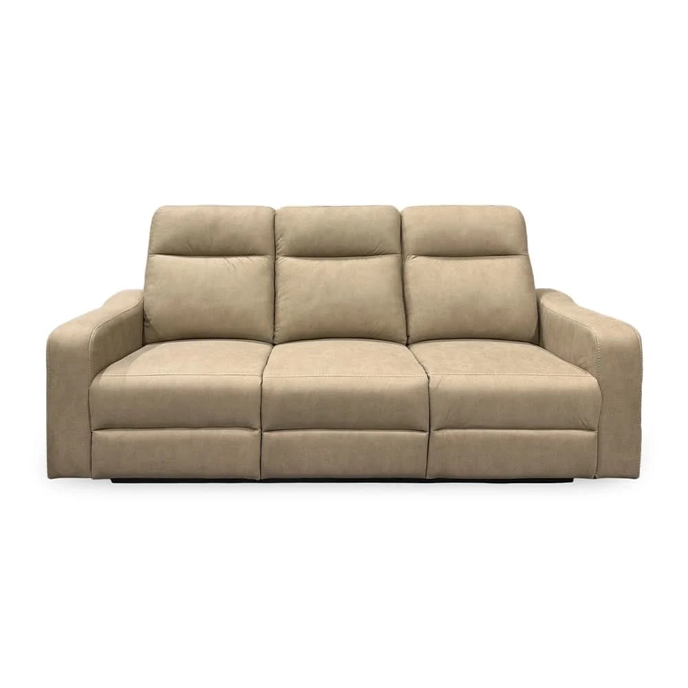 Room Package - Sting Beige Reclining Sofa and Loveseat Living Room Package with Round Coffee Table Set & Rug